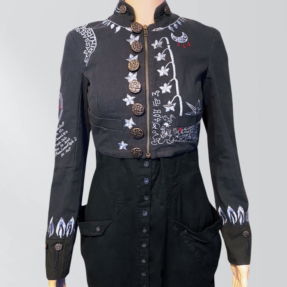 NWT Vintage AllSaints Extremely Rare Embroidered Symbols Angels Crop Jacket